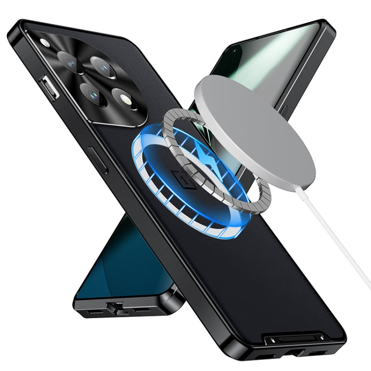 For OnePlus 12 MagSafe Magnetic Frosted Metal Phone Case(Black) by buy2fix