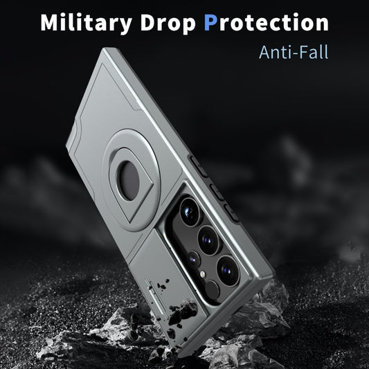 For Samsung Galaxy S23 Ultra 5G Camshield MagSafe Ring Holder Armor Phone Case(Titanium Grey) by buy2fix