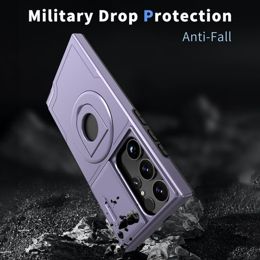 For Samsung Galaxy S23 Ultra 5G Camshield MagSafe Ring Holder Armor Phone Case(Puple) by buy2fix