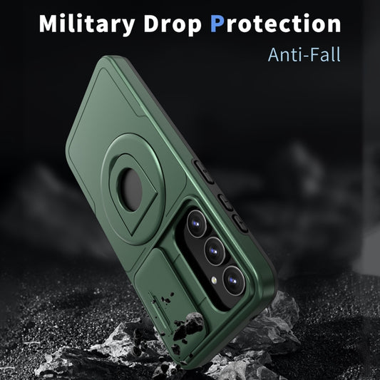 For Samsung Galaxy S23+ 5G Camshield MagSafe Ring Holder Armor Phone Case(Deep Green) by buy2fix
