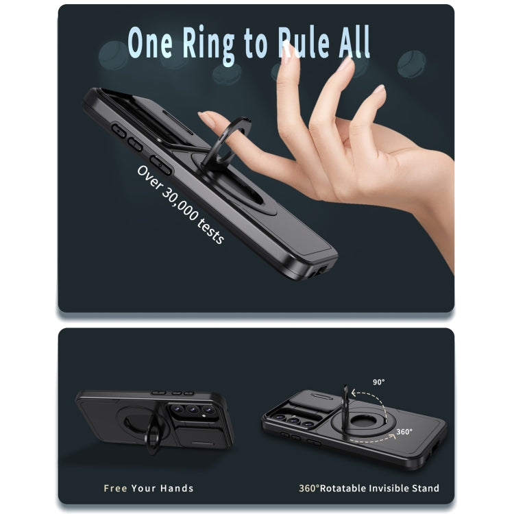 For Samsung Galaxy S23 5G Camshield MagSafe Ring Holder Armor Phone Case(Black) by buy2fix