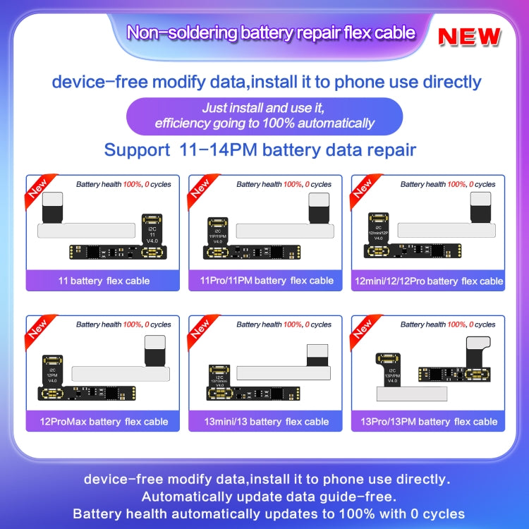 For iPhone 11 Pro Max / 11 Pro I2C External Battery Repair Cable by i2C