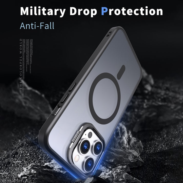 For iPhone 14 Pro Max Metal Invisible Camera Holder MagSafe Magnetic Phone Case(Black) by buy2fix