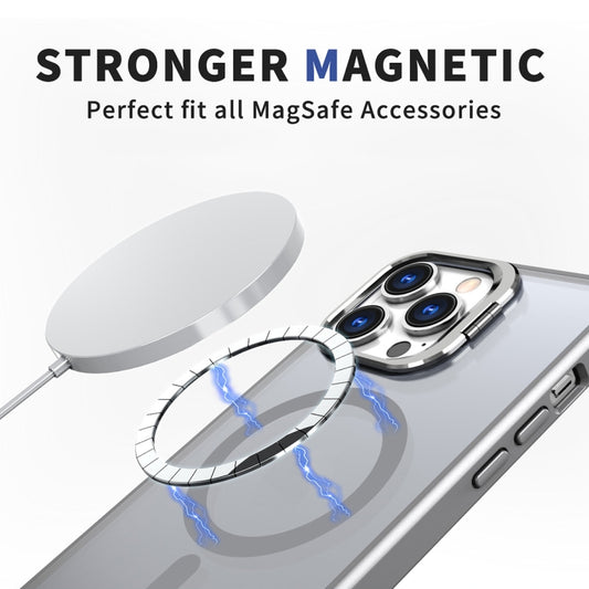 For iPhone 11 Pro Max Metal Invisible Camera Holder MagSafe Magnetic Phone Case(Grey) by buy2fix