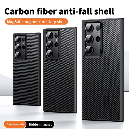 For Samsung Galaxy S23 Ultra 5G MagSafe Kevlar Fiber Shockproof Phone Case(Black) by buy2fix