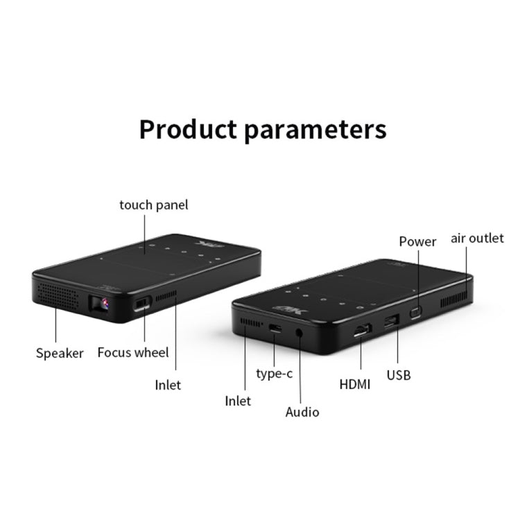 S90 DLP Android 9.0 2GB+32GB 4K Mini WiFi Smart Projector, Power Plug:EU Plug(Black) by buy2fix