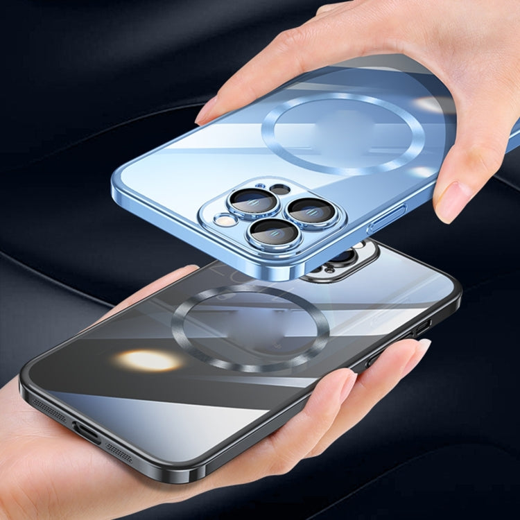 For iPhone 15 Plus Magsafe Magnetic Electroplated PC Phone Case(Blue) by buy2fix