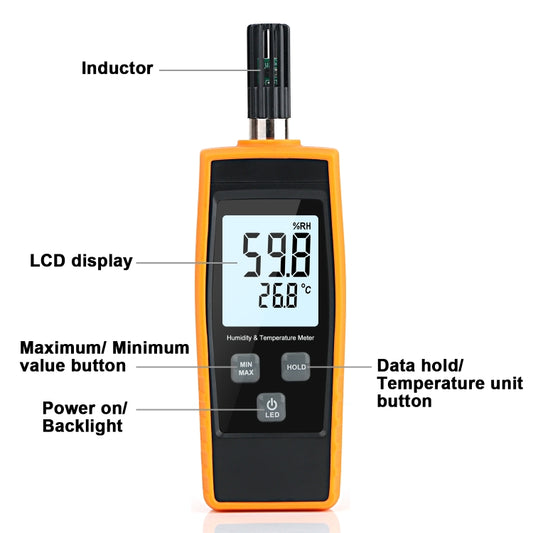 RZ852 Digital Temperature and Humidity Meter(Orange) by buy2fix