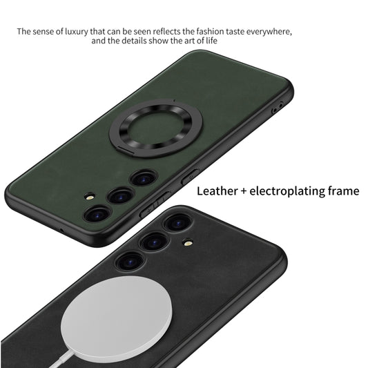 For Samsung Galaxy S24 5G GKK Skin Feel Frosted Leather MagSafe Magnetic Phone Case with Holder(Green) by GKK