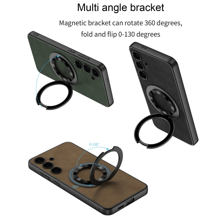 For Samsung Galaxy S24 5G GKK Skin Feel Frosted Leather MagSafe Magnetic Phone Case with Holder(Grey) by GKK