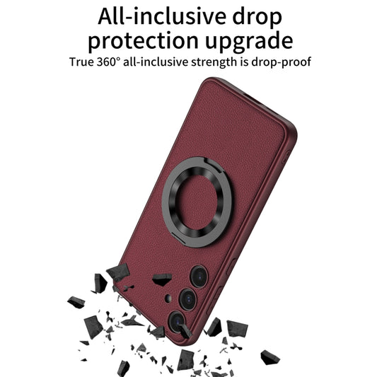 For Samsung Galaxy S24 5G GKK Skin Feel Leather MagSafe Magnetic Phone Case with Holder(Red) by GKK