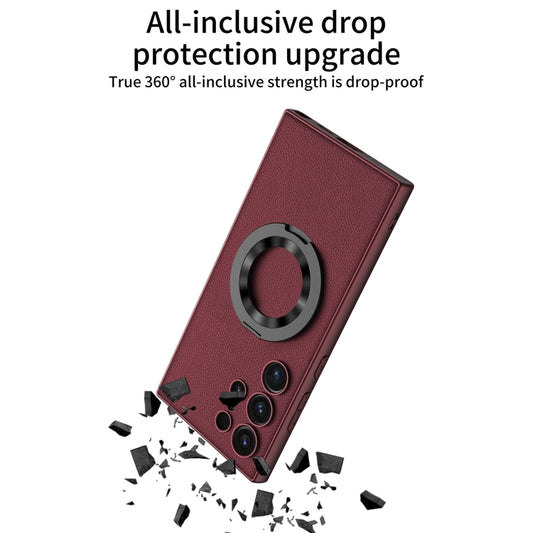 For Samsung Galaxy S24 Ultra 5G GKK Skin Feel Leather MagSafe Magnetic Phone Case with Holder(Red) by GKK