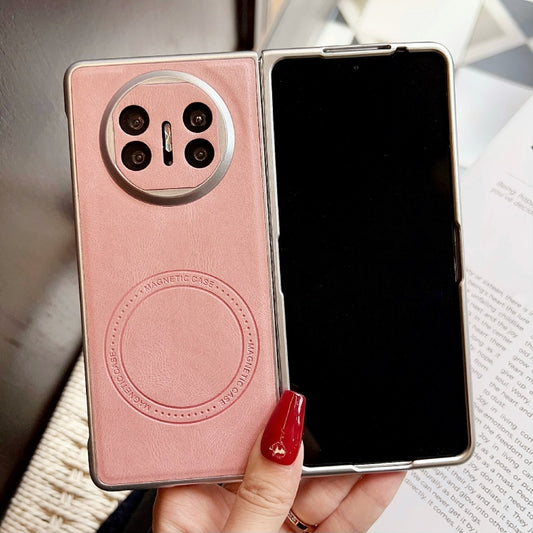 For Huawei Mate X5 Skin Feel Leather Texture MagSafe Pearlescent Paint Shockproof Phone Case(Pink) by buy2fix