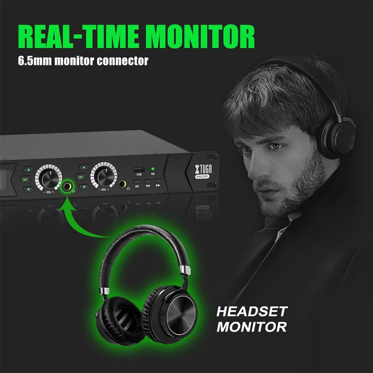 XTUGA RW2090 Professional Stage Wireless 2 Channel In Ear Monitoring System 2 in 1(US Plug) by XTUGA