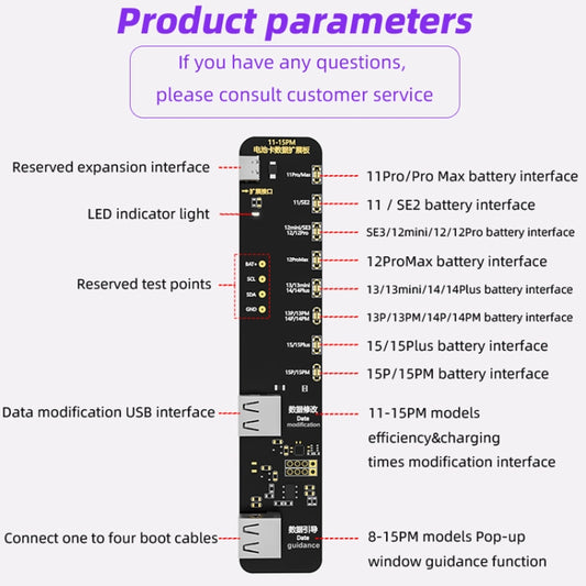 i2C KC02 Battery Data Repair Expansion Board Modifying Battery Efficiency for iPhone 11-15 Pro Max by i2C
