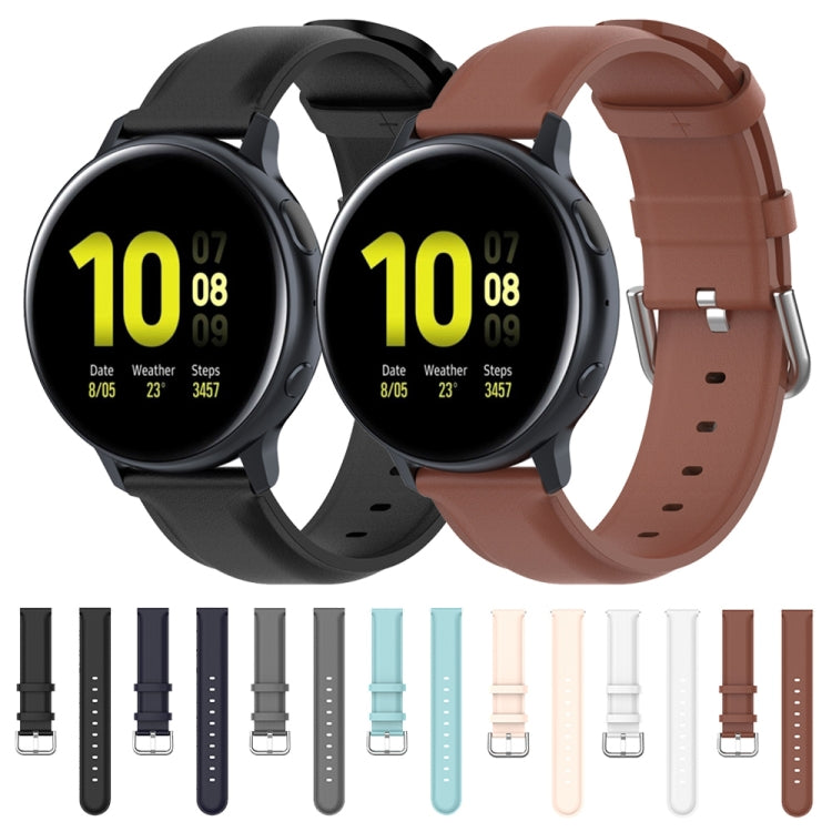 For Galaxy Watch Active3 / Galaxy Watch 3 41mm 20mm Universal Leather Watch Band(White) by buy2fix