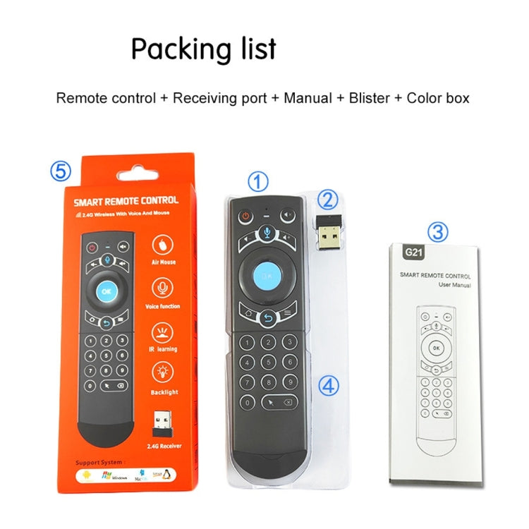 G21 2.4GHz Fly Air Mouse LED Backlight Wireless Keyboard Remote Control with Gyroscope for Android TV Box / PC, Support Intelligent Voice (Orange) by buy2fix