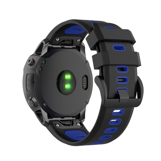 For Garmin Fenix 6X Two-color Silicone Watch Band(Black Blue) by buy2fix