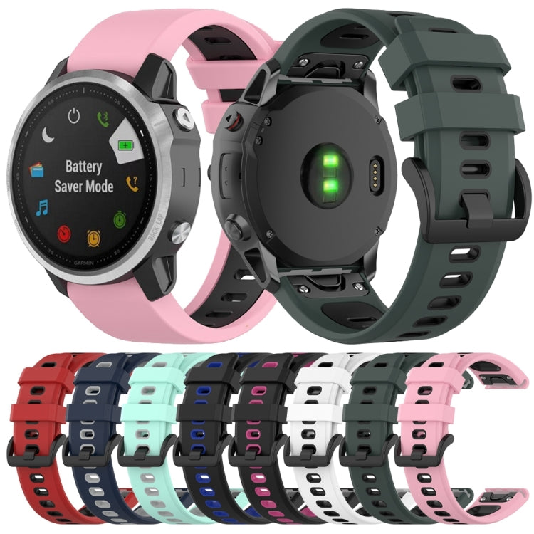 For Garmin Fenix 6X Two-color Silicone Watch Band(Black Blue) by buy2fix