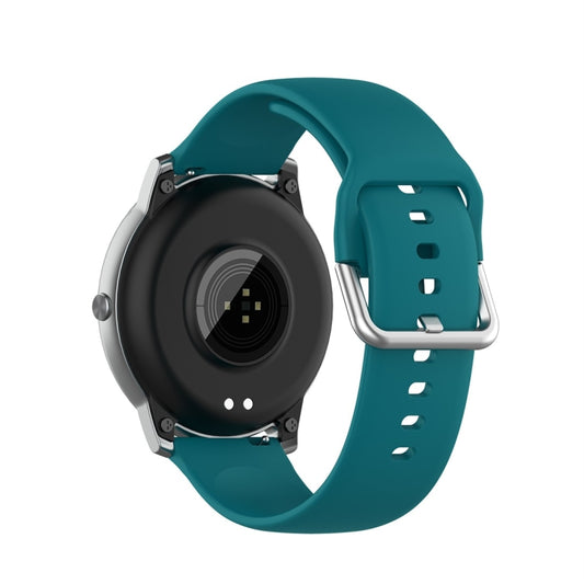 For Xiaomi Haylou Solar LS05 Silicone Solid Color Silver Buckle Watch Band, Size: 22mm(Official Green) by buy2fix