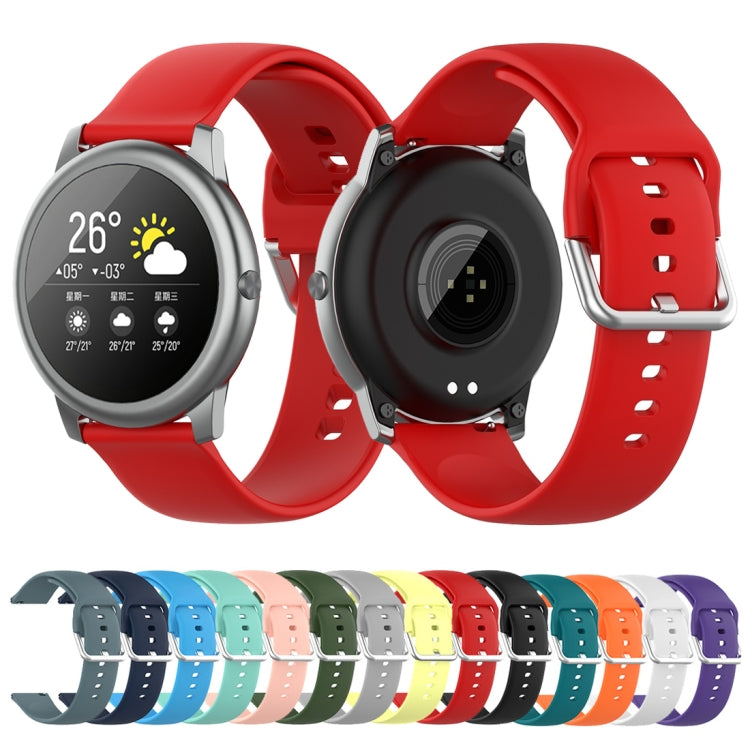 For Xiaomi Haylou Solar LS05 Silicone Solid Color Silver Buckle Watch Band, Size: 22mm(Purple) by buy2fix