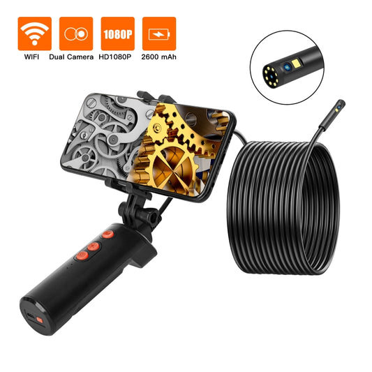 F280 8mm 1080P IP68 Waterproof Dual Camera WiFi Digital Endoscope, Length:10m Hard Cable(Black) by buy2fix