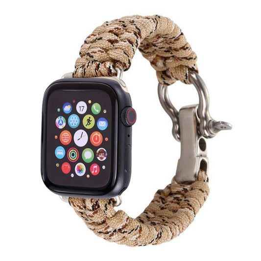 For Apple Watch Ultra 49mm&Watch Ultra 2 49mm / Series 9&8&7 45mm / SE 3&SE 2&6&SE&5&4 44mm / 3&2&1 42mm Umbrella Cord Nylon Braided Watch Band(Khaki) by buy2fix