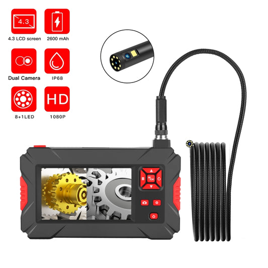 P30 8mm 1080P IP68 Waterproof 4.3 inch Screen Dual Camera Digital Endoscope, Length:3m Snake Tube(Black) by buy2fix