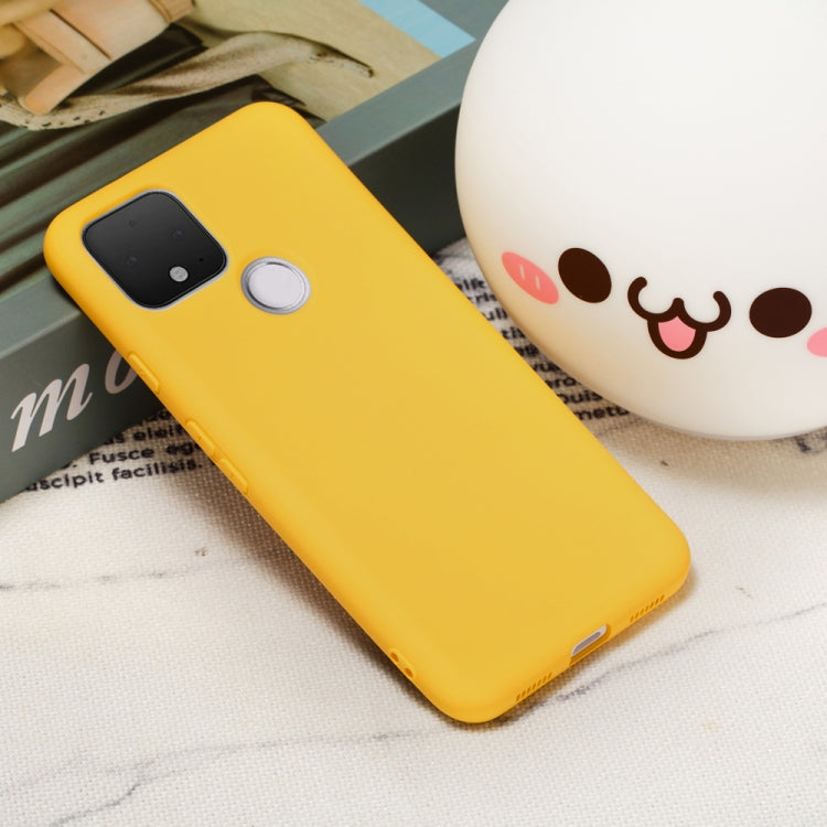 For Google Pixel 5 Pure Color Liquid Silicone Shockproof Full Coverage Case(Yellow) by buy2fix