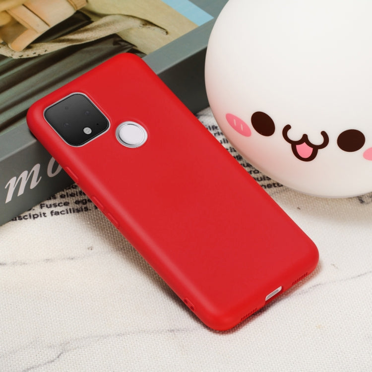 For Google Pixel 5 Pure Color Liquid Silicone Shockproof Full Coverage Case(Red) by buy2fix