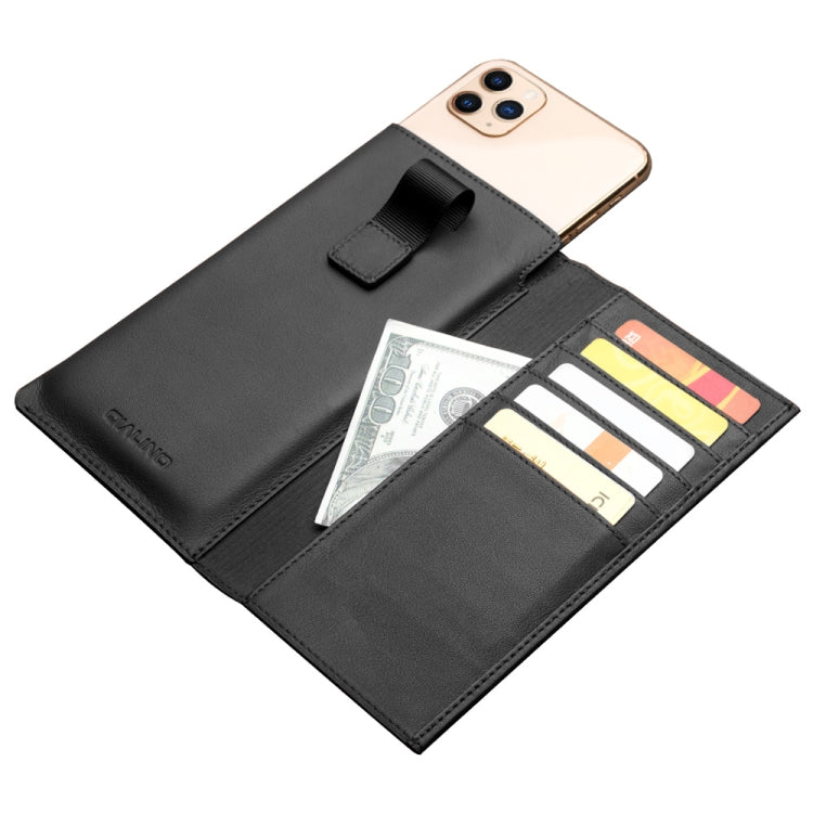 For iPhone 11 Pro Max QIALINO Nappa Texture Top-grain Leather Horizontal Flip Wallet Case with Card Slots(Black) by QIALINO