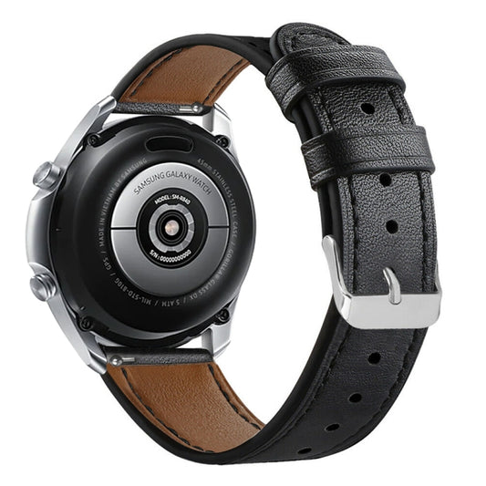 For Galaxy Watch 3 45mm Leather Watch Band(Black) by buy2fix