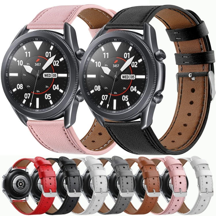 For Galaxy Watch 3 45mm Leather Watch Band(Black) by buy2fix