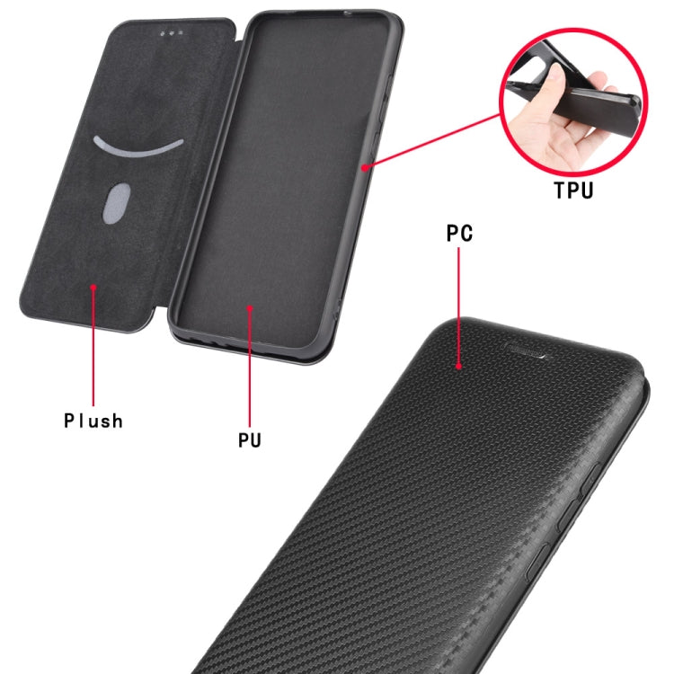 For Asus ROG Phone II Carbon Fiber Texture Horizontal Flip TPU + PC + PU Leather Case with Card Slot(Black) by buy2fix