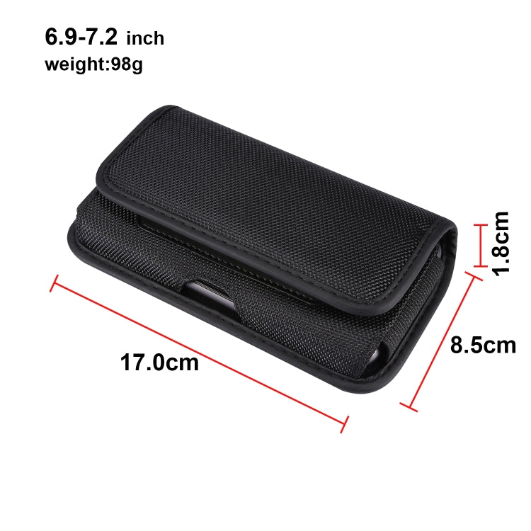 Durable Oxford Cloth Horizontal Plate Hanging Waist Phone Waist Pack Leather Case with Card Slot, Suitable for 6.9-7.2 inch Smartphones(Black) by buy2fix