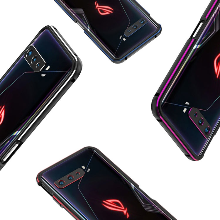 For ASUS ROG Phone 3 ZS661KS Aluminum Alloy Shockproof Protective Bumper Frame(Black Purple) by buy2fix