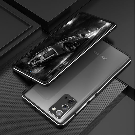 For Samsung Galaxy Note20 Ultra Aluminum Alloy Shockproof Protective Bumper Frame(Black Silver) by buy2fix