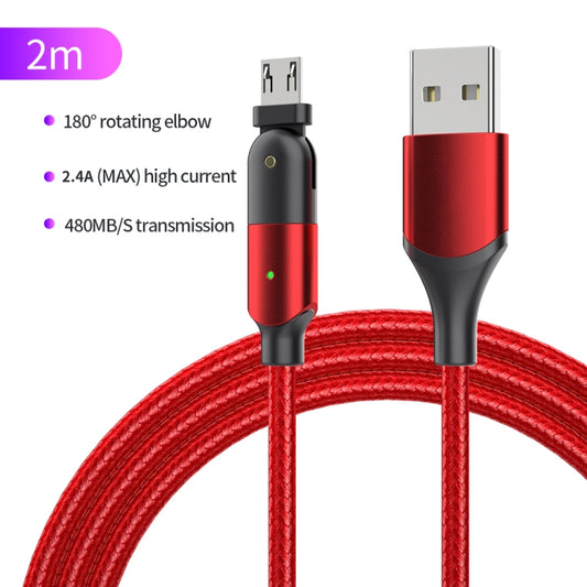 FXCM-WYA09 2.4A USB to Micro USB 180 Degree Rotating Elbow Charging Cable, Length:2m(Red) by buy2fix