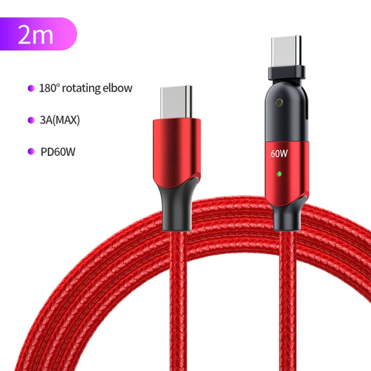 FXCTL-WYA09 60W 3A USB-C / Type-C to Type-C 180 Degree Rotating Elbow Fast Charging Cable, Length:2m(Red) by buy2fix
