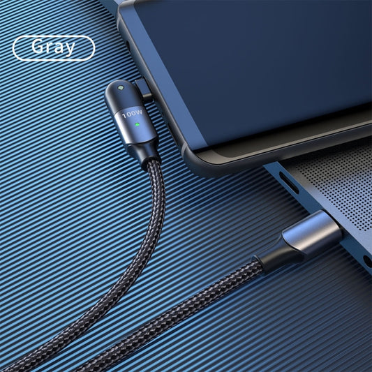 FXCTL-WY0G 100W 5A USB-C / Type-C to Type-C 180 Degree Rotating Elbow Fast Charging Cable, Length:1.2m(Grey) by buy2fix