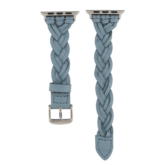 For Apple Watch Ultra 49mm&Watch Ultra 2 49mm / Series 9&8&7 45mm / SE 3&SE 2&6&SE&5&4 44mm / 3&2&1 42mm Leather Woven Single Loop Watch Band(Sky Blue) by buy2fix