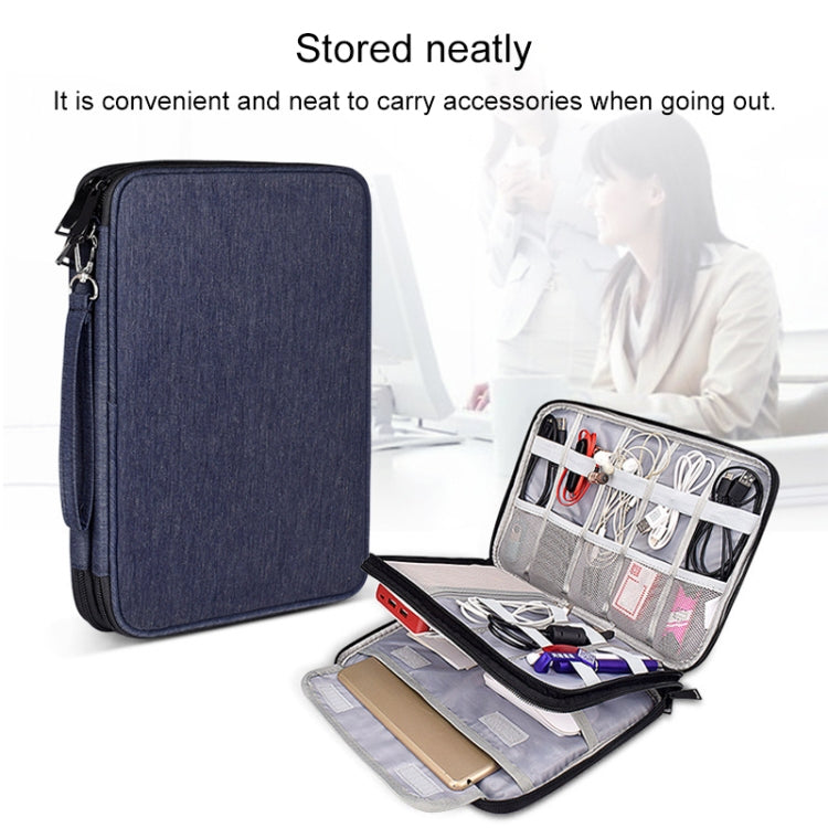 SM01 Multi-function Waterproof Double Layer Data Cable Earphone U Disk Digital Accessories Storage Bag, Size: L(Navy Blue) by buy2fix