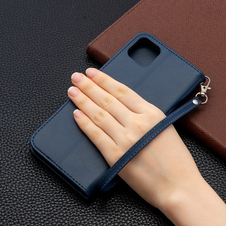 For OPPO Realme C11 Retro Lambskin Texture Pure Color Horizontal Flip PU Leather Case, with Holder & Card Slots & Wallet & Lanyard(Blue) by buy2fix