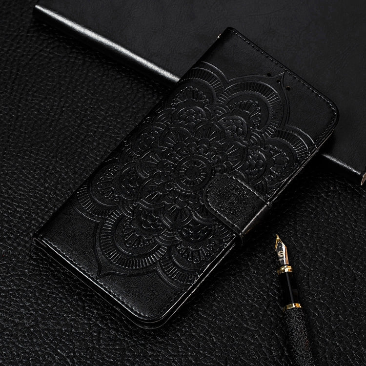 For Google Pixel 5 XL / Pixel 4a 5G Mandala Embossed Leather Phone Case (Black) by buy2fix