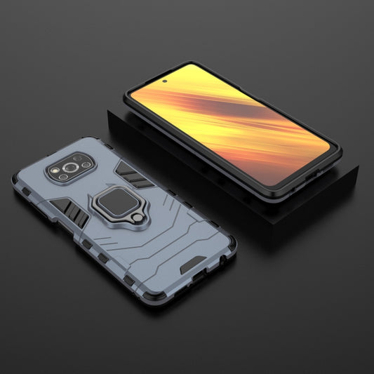 For Xiaomi Poco X3 NFC PC + TPU Shockproof Protective Case with Magnetic Ring Holder(Navy Blue) by buy2fix