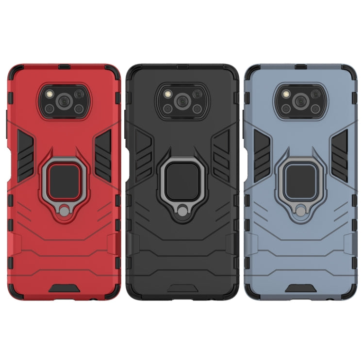For Xiaomi Poco X3 NFC PC + TPU Shockproof Protective Case with Magnetic Ring Holder(Navy Blue) by buy2fix