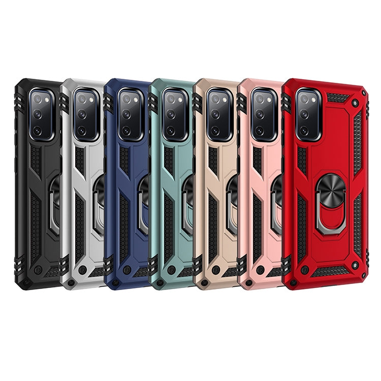 For Samsung Galaxy S20 FE 5G Shockproof TPU + PC Protective Case with 360 Degree Rotating Holder(Blue) by buy2fix