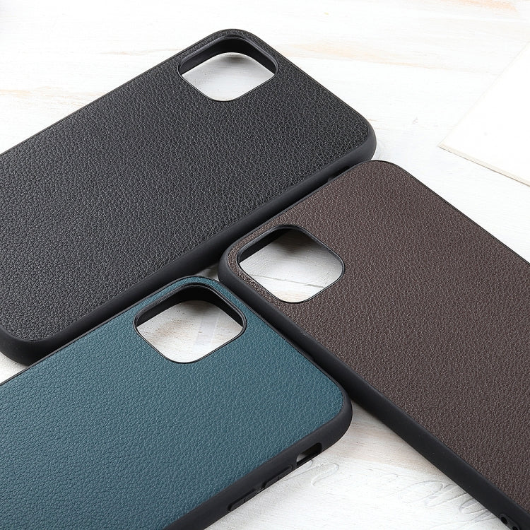 For iPhone 12 Pro Max Bead Texture Genuine Leather Protective Case(Green) by buy2fix