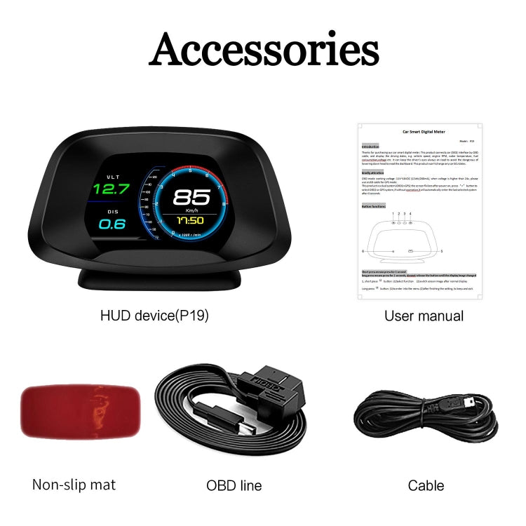 P19 Car HUD Head-up Display GPS Speed Meter Car OBD2 Fault Elimination Code by buy2fix