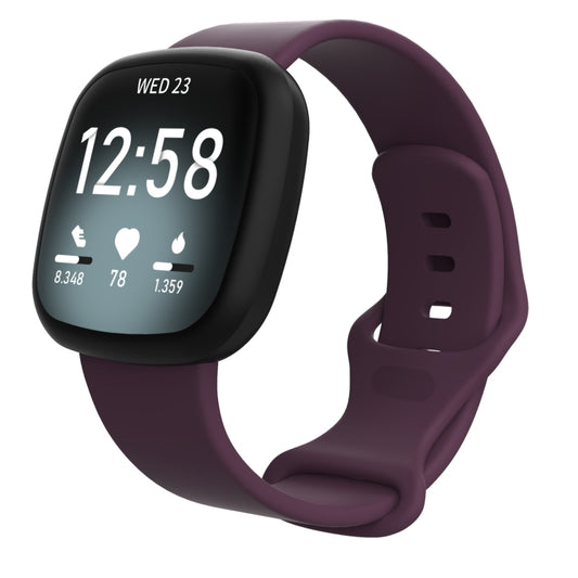For Fitbit Versa 3 / Sense Silicone Watch Band, Size: S(Dark Purple) by buy2fix